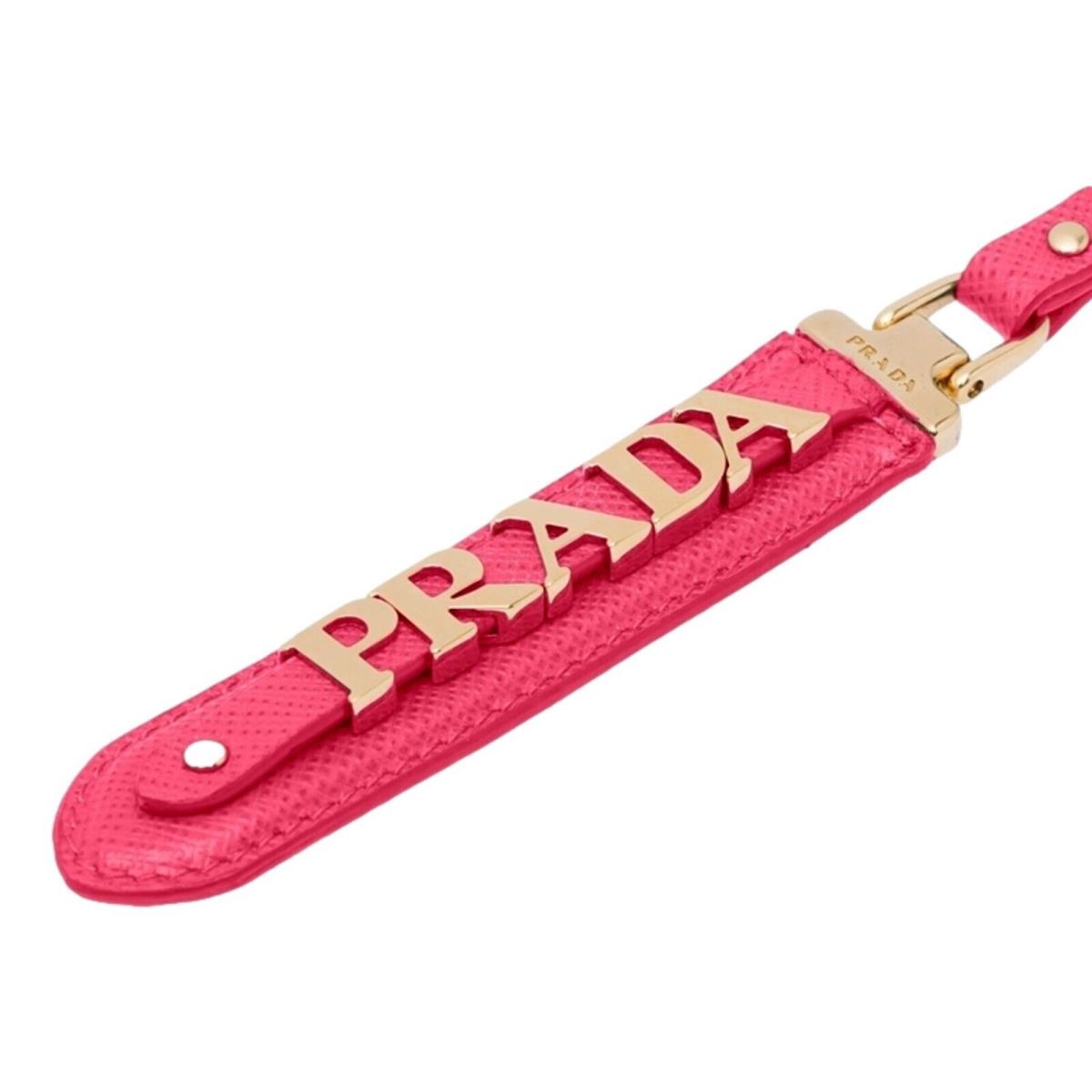 Prada Peony Saffiano Keychain Logo Lettering