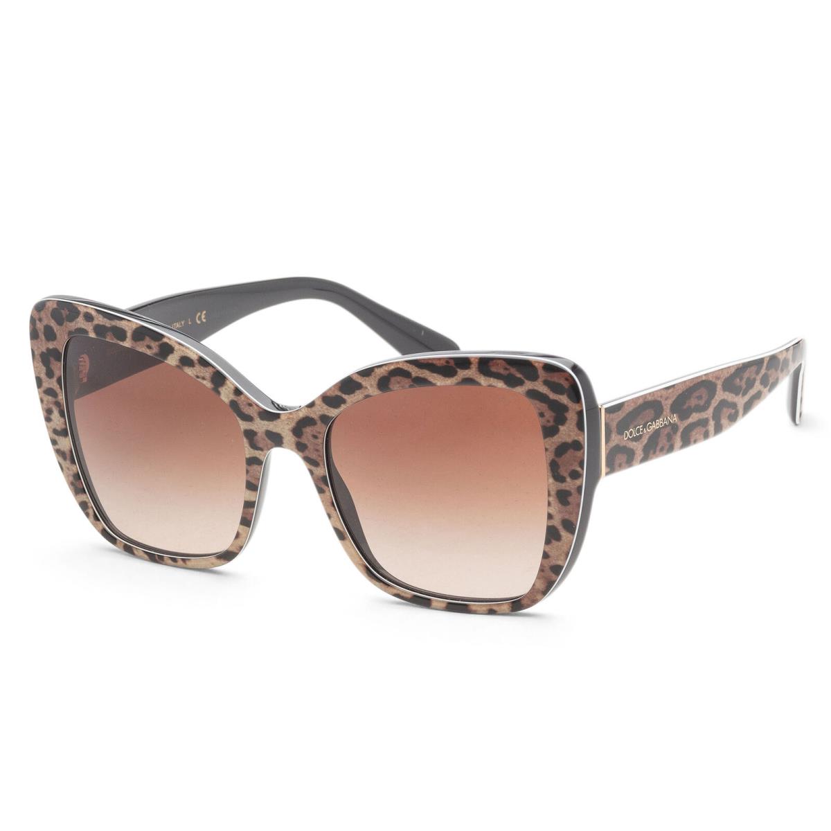 Dolce Gabbana Women`s 54mm Leo Brown On Black Sunglasses DG4348-316313-54