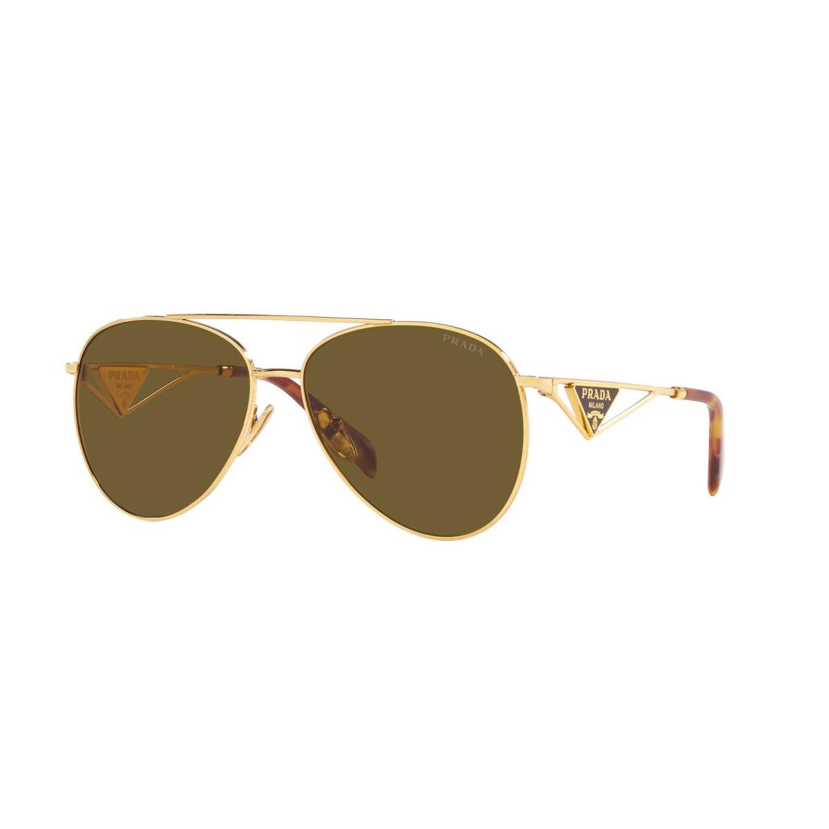 Prada Sunglasses PR73ZS 5AK01T 61mm Gold / Dark Brown Lens