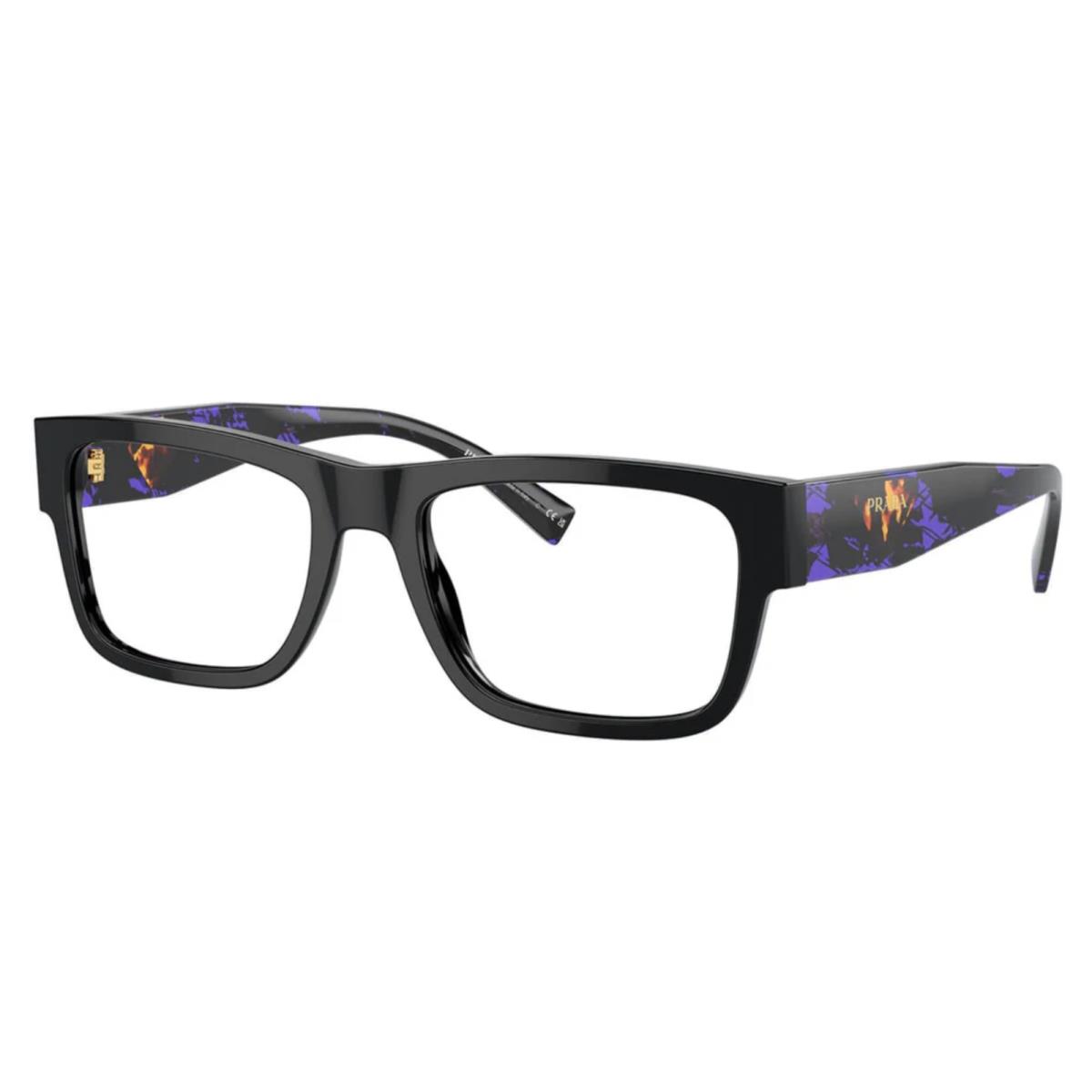 Prada Eyeglasses Vpr 15Y 19S-1O1 54-19 145 Black Purple Marble Frames