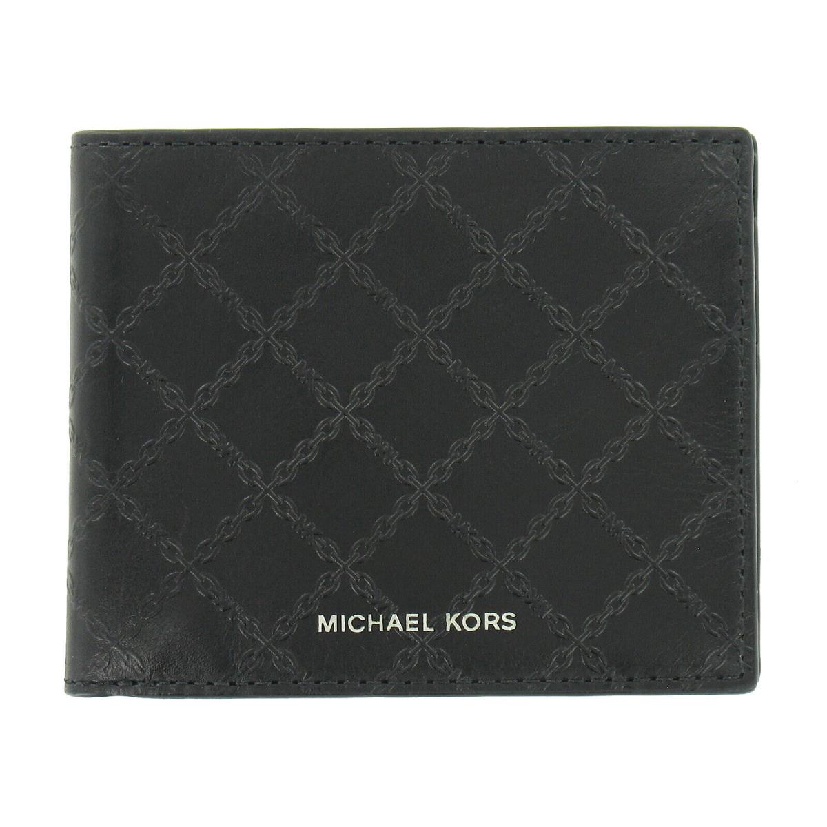 Michael Kors Andy Mens Leatehr 2 Slim Billfold Bi-fold Wallet Black