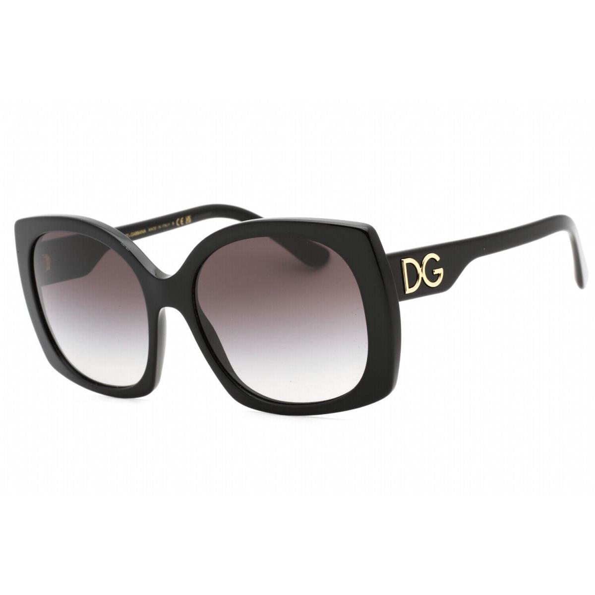 Dolce Gabbana DG4385 501/8G Sunglasses Black Frame Grey Gradient Lenses 58mm