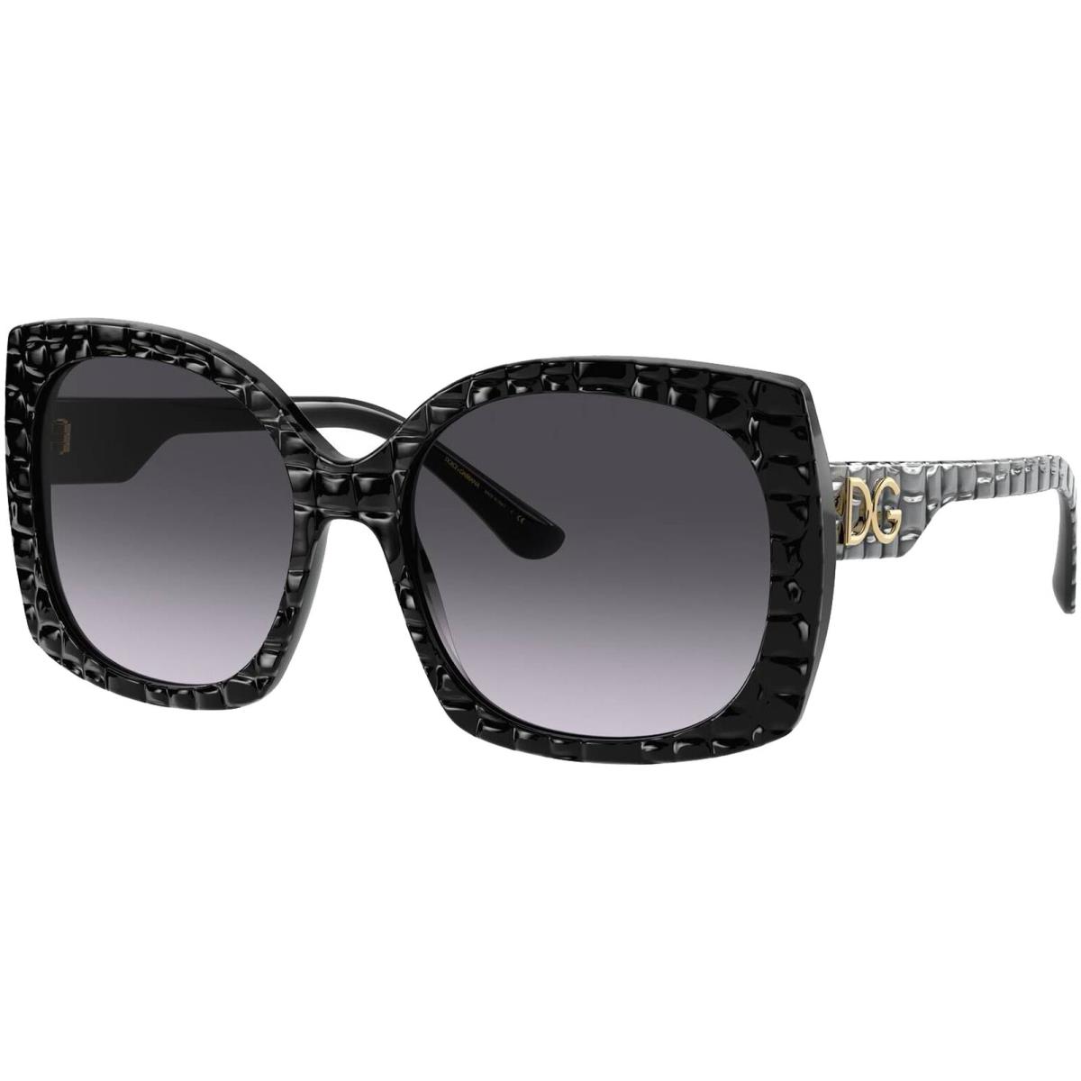 Dolce Gabbana Women`s Black Texture Cocco Sunglasses - DG4385 32888G - Italy