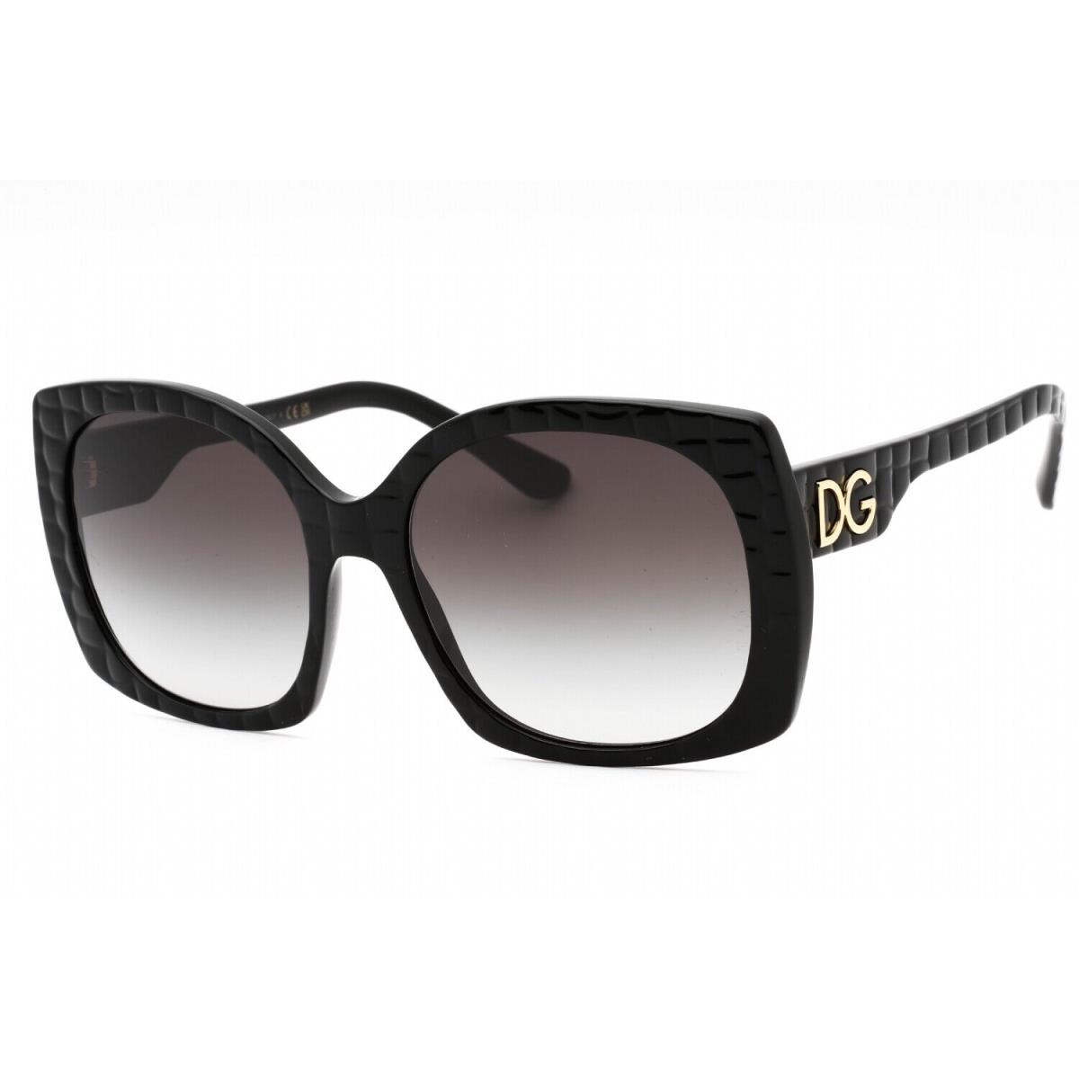 Dolce Gabbana DG4385 32888G Sunglasses Black Frame Grey Gradient Lenses 58mm