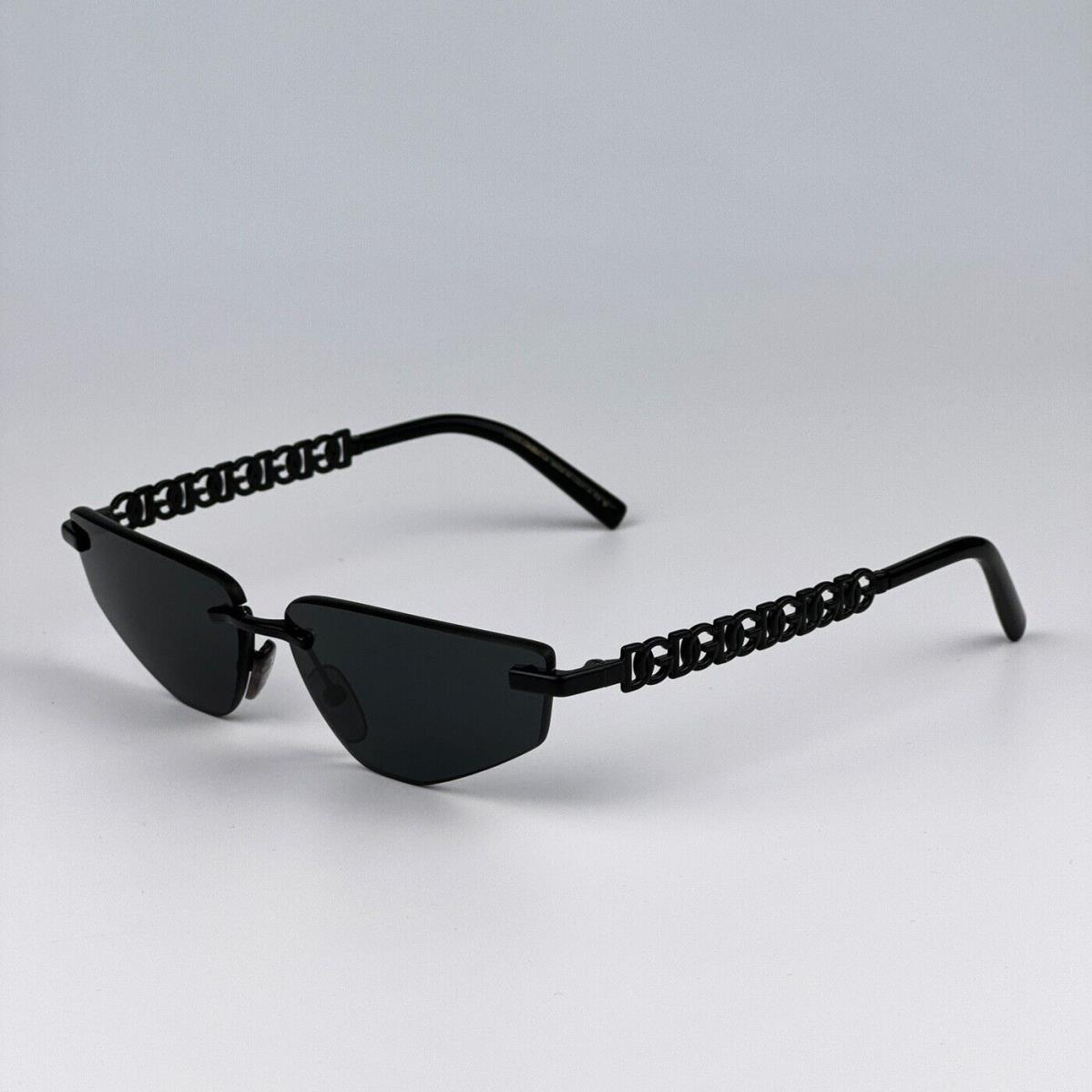 Dolce Gabbana D&g DG2301 01/87 Essentials D G DG2301 01/87 Essentials Black Dark Grey Rimless Rectangle Sunglasses