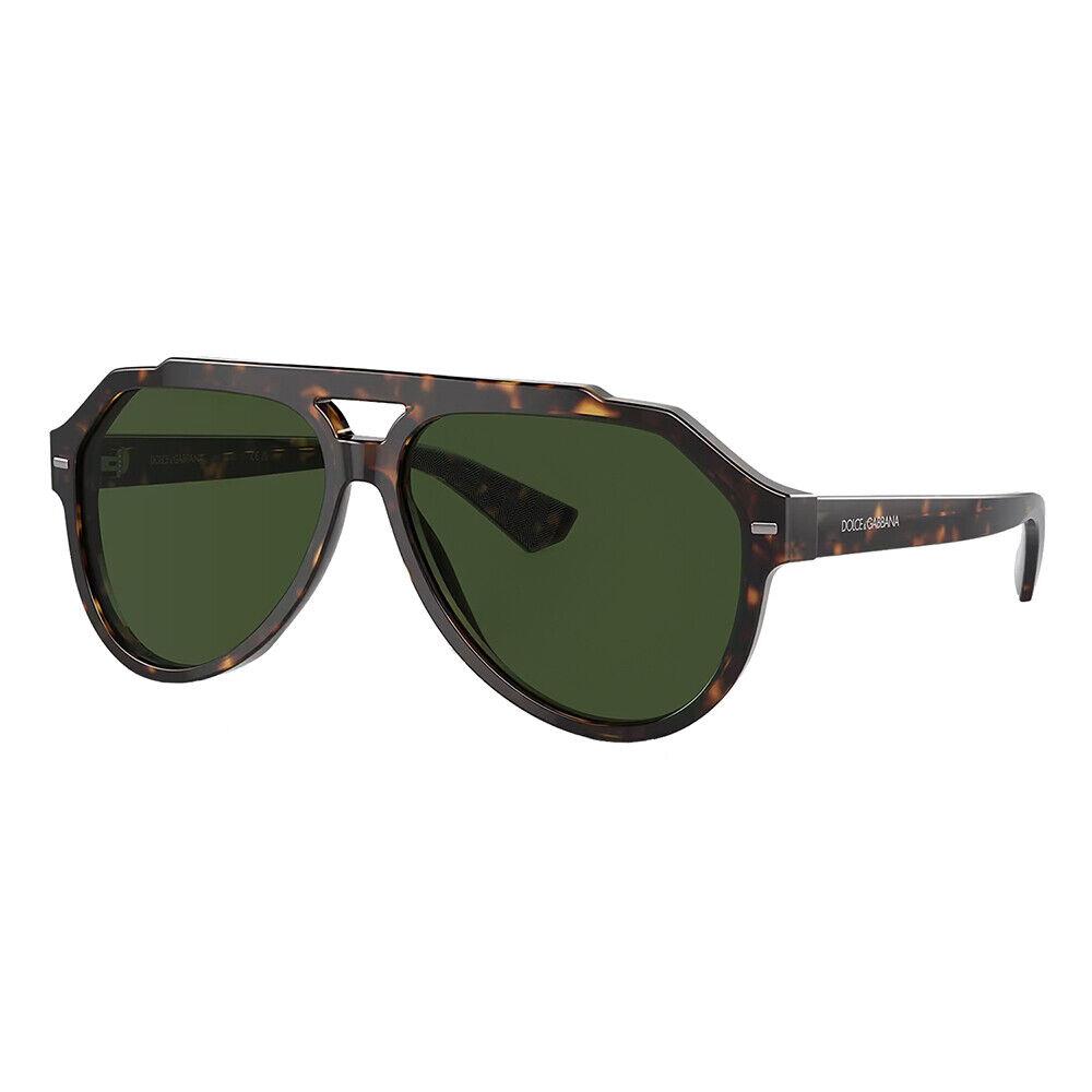 Dolce Gabbana DG 4452 502/71 Havana Plastic Aviator Sunglasses Green Lens