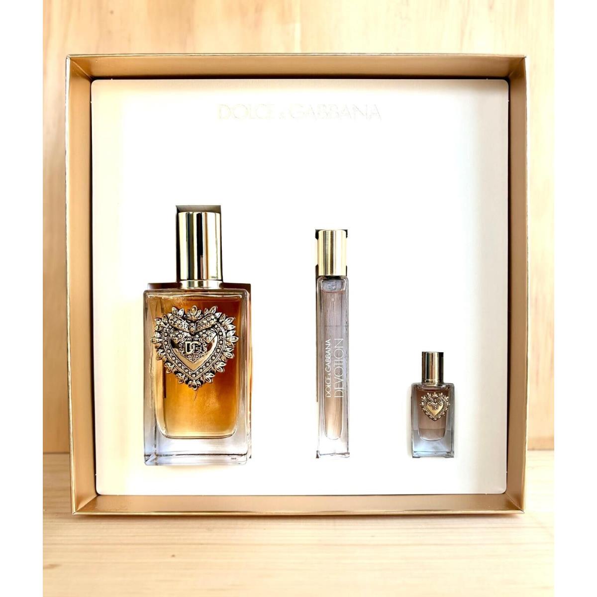 3 x Devotion By Dolce Gabbana Edp Spary 3.3oz+0.33+0.17oz 3 Pic Gift Set x3