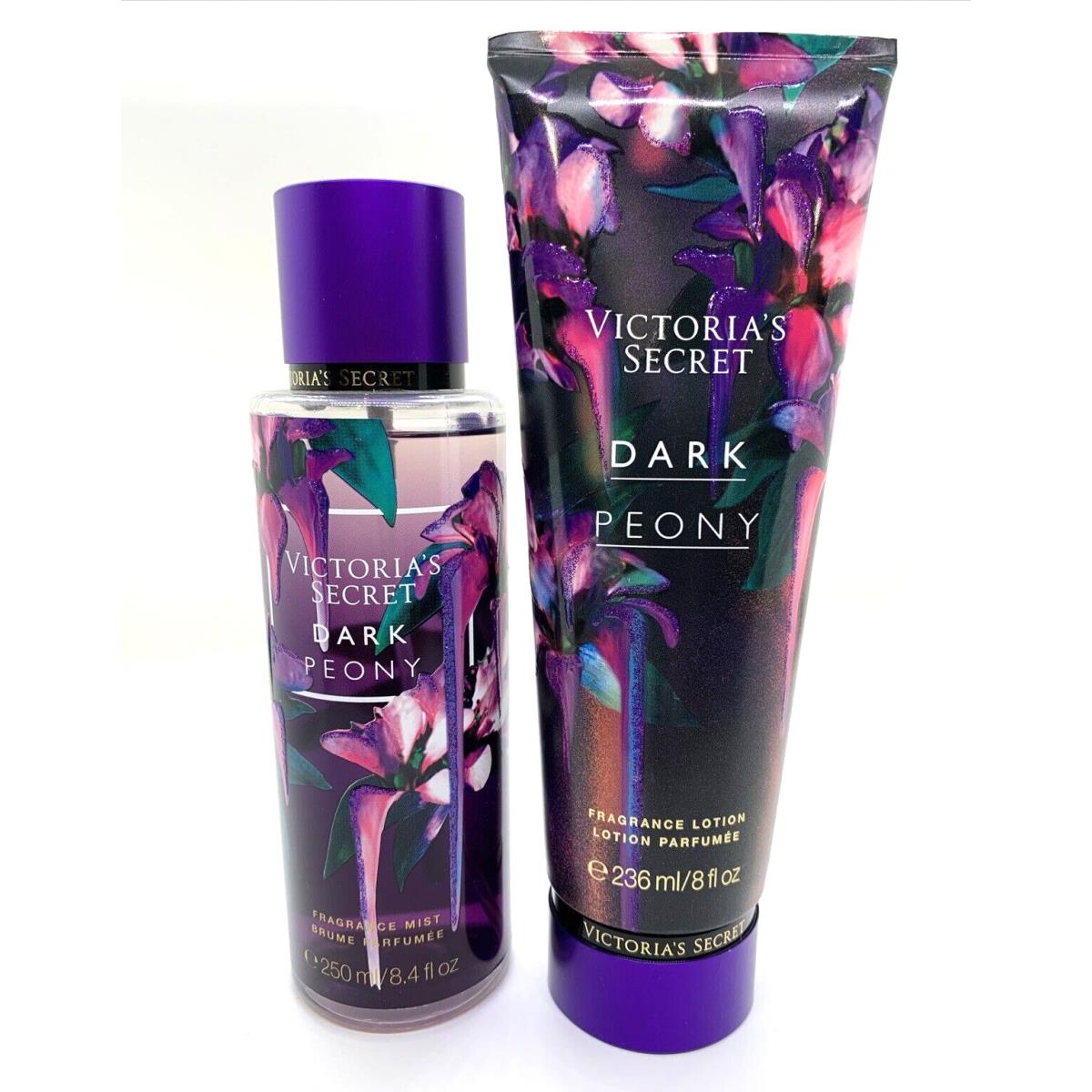 Victoria`s Secret Dark Peony Mist Lotion Set Purple Peony Musk