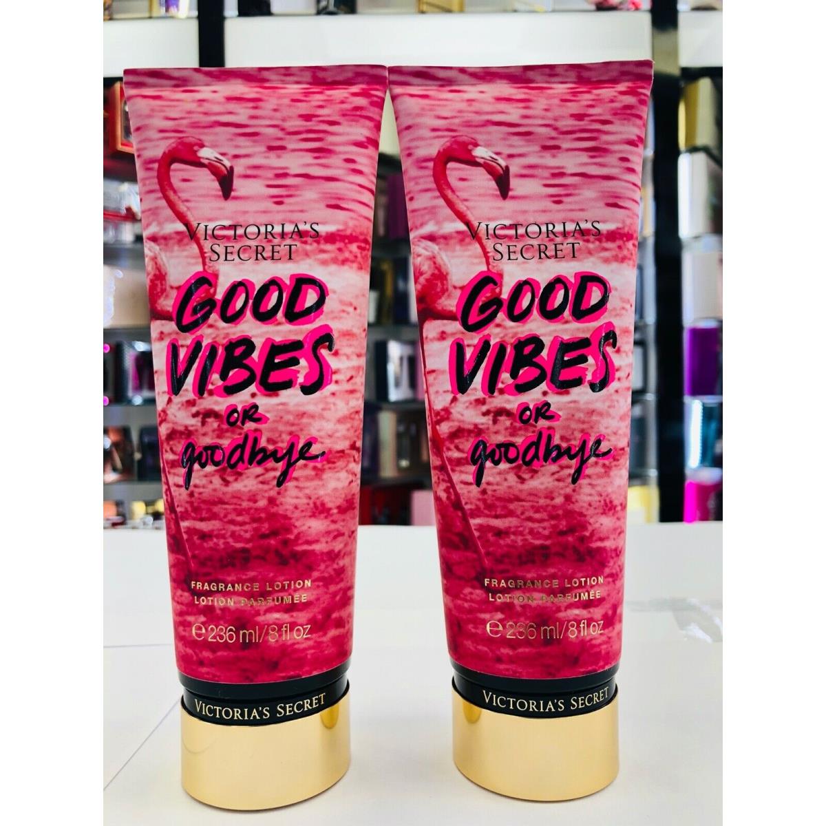 Victoria`s Secret Good Vibes or Goodbye Fragrance Body Lotion 8 oz Set of 2