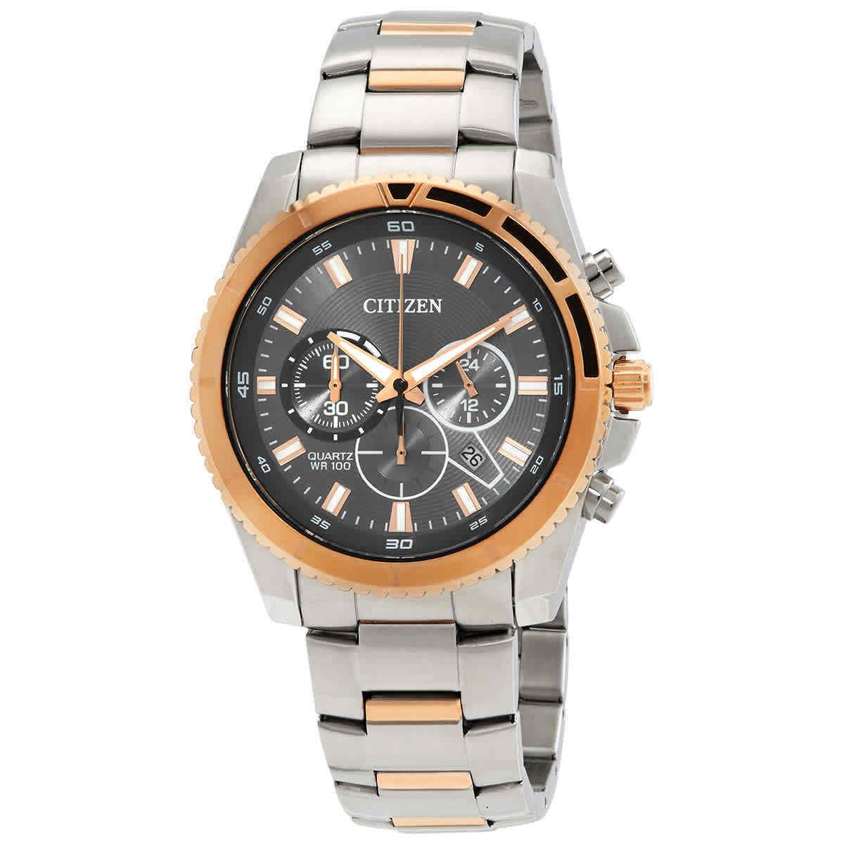 Citizen Chronograph Quartz Grey Dial Two-tone Men`s Watch AN8204-59H