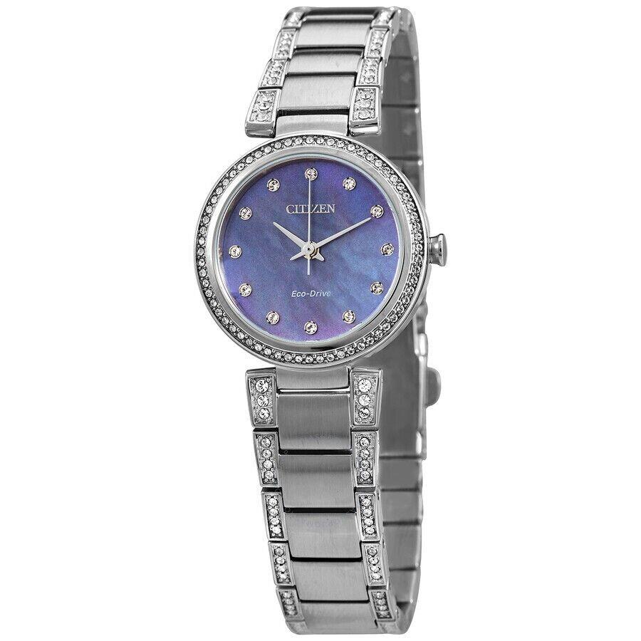 Citizen EM0840-59N Silhouette Eco-drive Blue Mop Glitz Dial Womens Watch