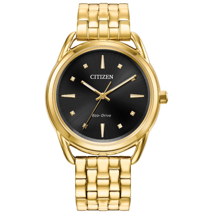 Citizen FE72092-50E Black Dial Gold Stainless Steel Bracelet Womens Watch