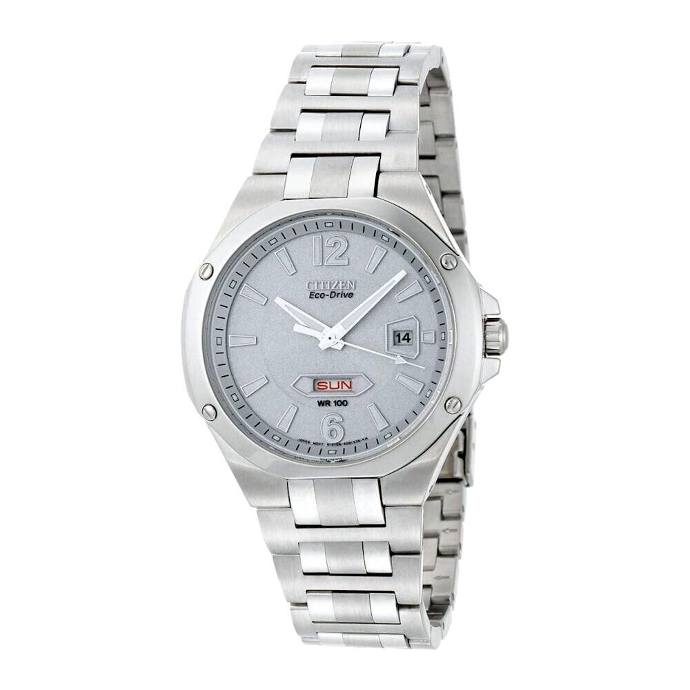 Citizen BM5030-53A Eco-drive Day Date Stainless Steel Silver Tone Men`s Watch