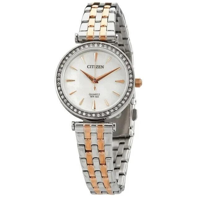 Citizen Crystal Two Tone Stainless Steel Women`s Quartz Watch ER0216-67D