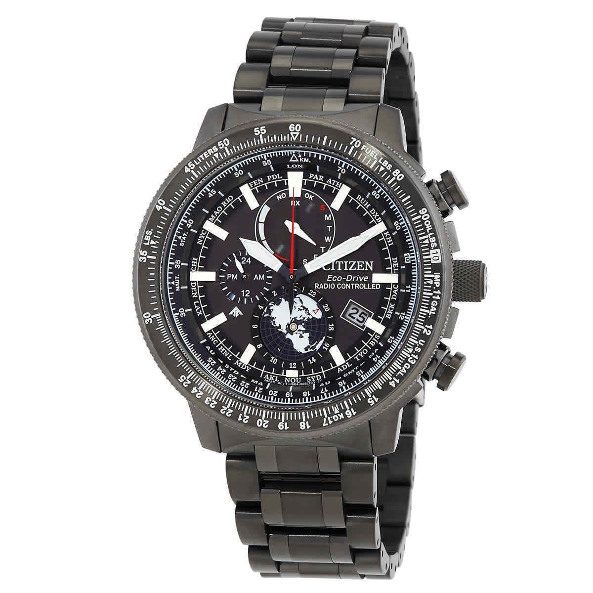 Citizen Promaster World Time Men`s Watch BY3005-56G - Dial: Gray, Band: Black, Bezel: Black