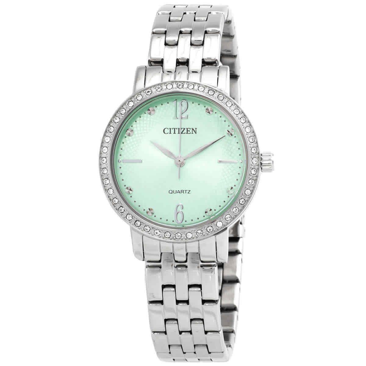 Citizen Quartz Crystal Green Dial Ladies Watch EL3100-55X