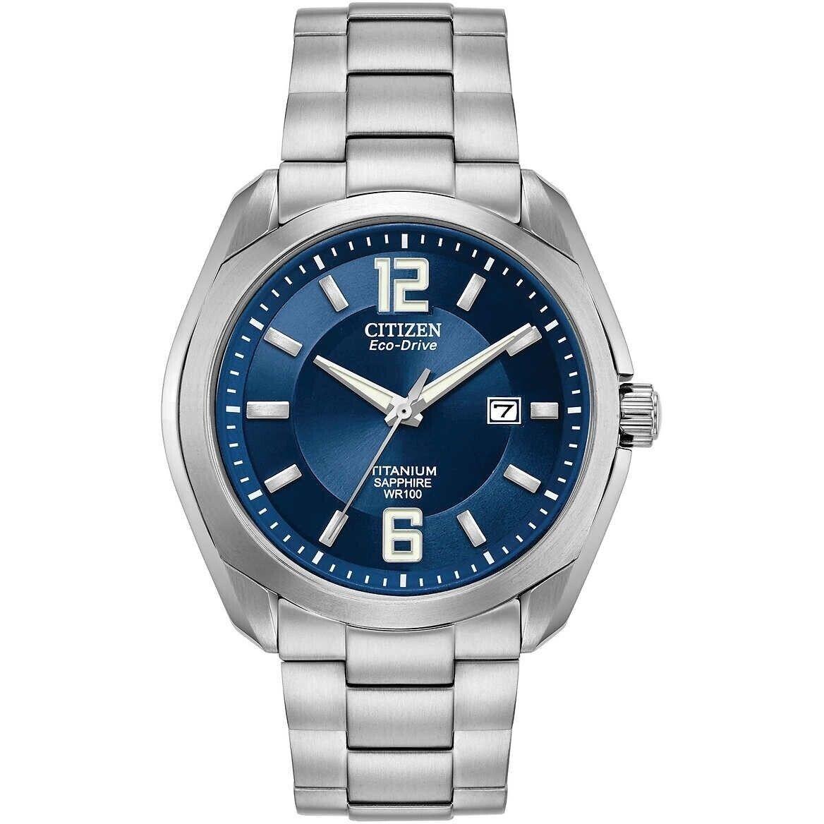 Citizen BM7080-54L Eco Drive Blue Dial Sapphire Crystal Titanium Men`s Watch