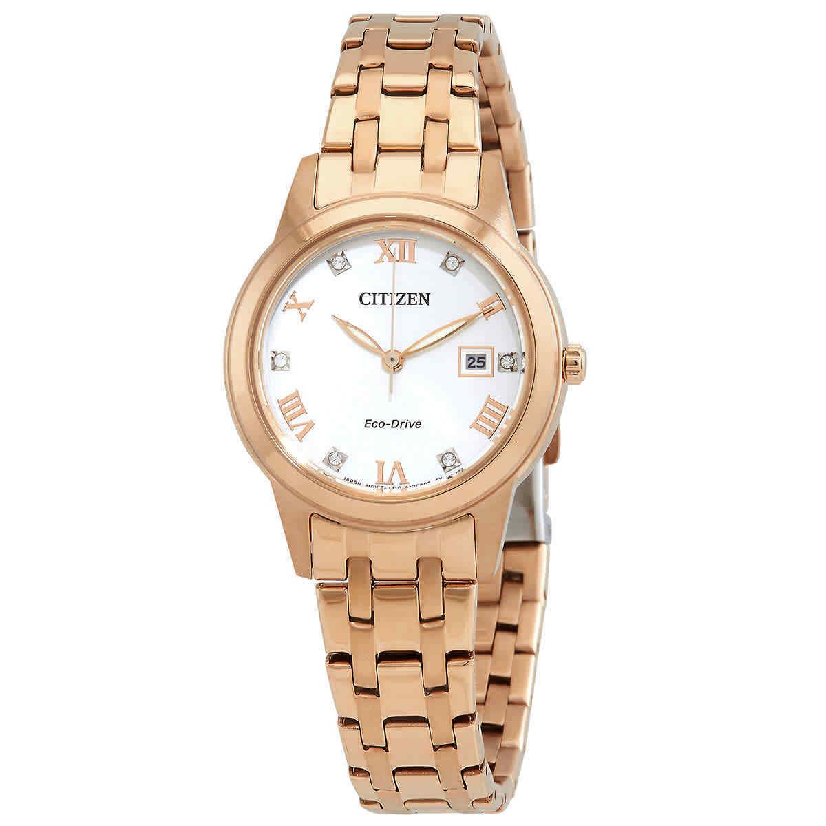 Citizen Eco-drive Crystal Silver Dial Ladies Watch FE1243-83A