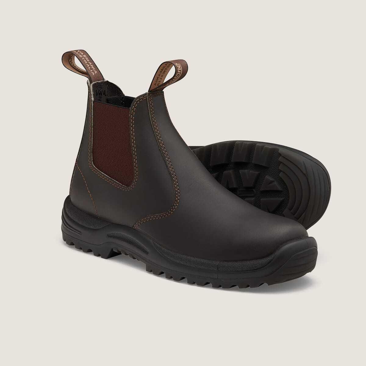 Blundstone Safety Men`s Work Series Soft Toe Chelsea Work Boot Brown - 490