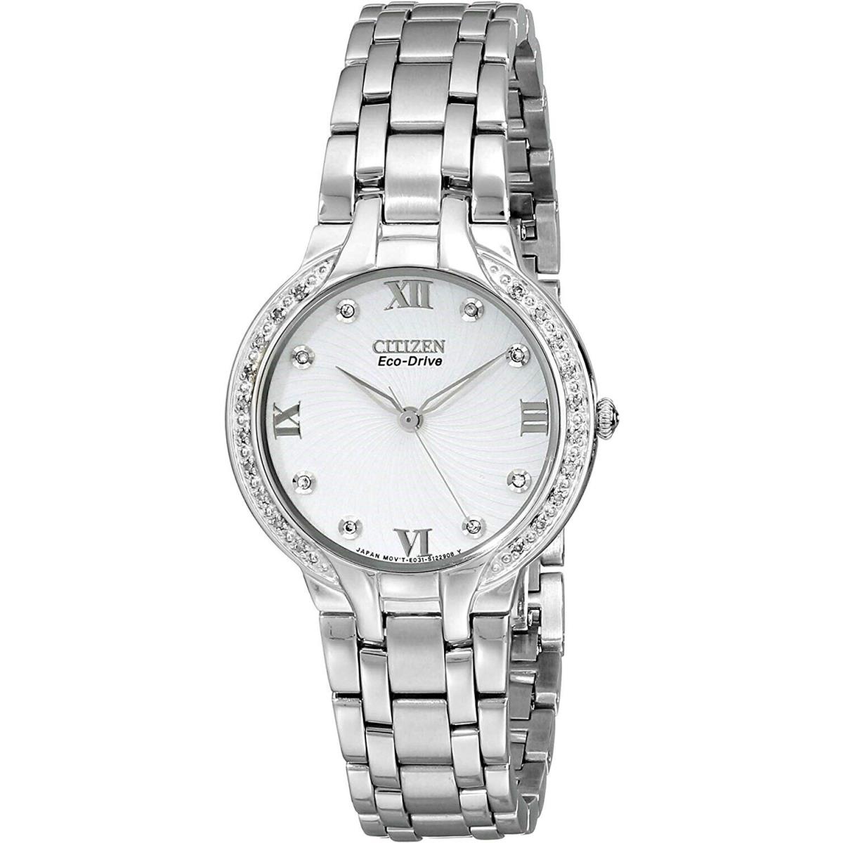 Citizen 169160 Womens EM0120-58A Eco-drive Bella Accented Watch Silver