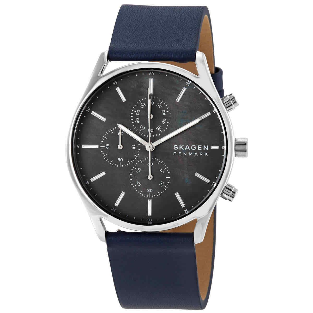 Skagen Holst Chronograph Quartz Black Mop Dial Men`s Watch SKW6653