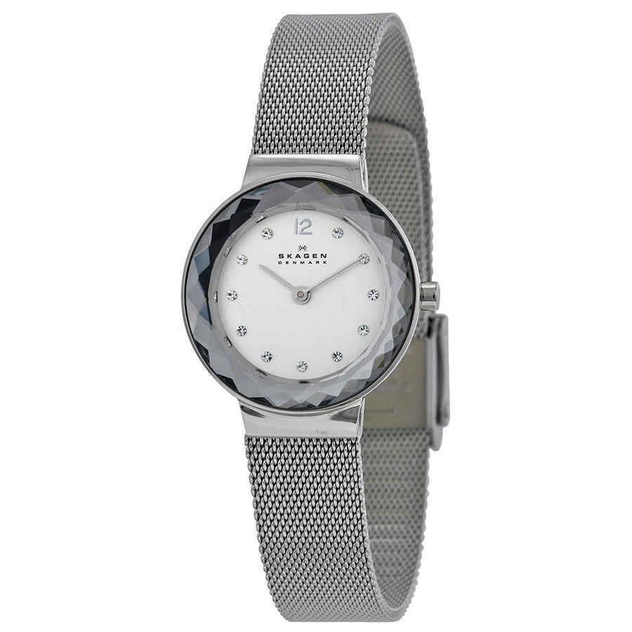 Skagen Silver Dial Stainless Steel Mesh Ladies Watch 456SSS