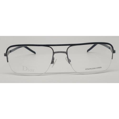 Dior Homme 0168 Grey E5A Semi Rim Aviator Eyeglasses Frame 56-17-140 Italy