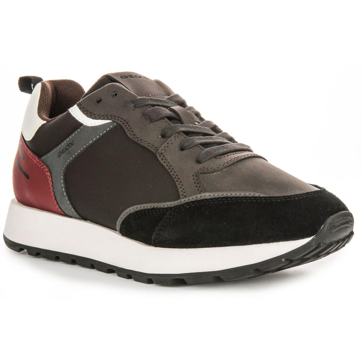 Geox U Partenio B Vintage Aesthetic Nubuck Mens Trainer Brown Black US 6 - 13