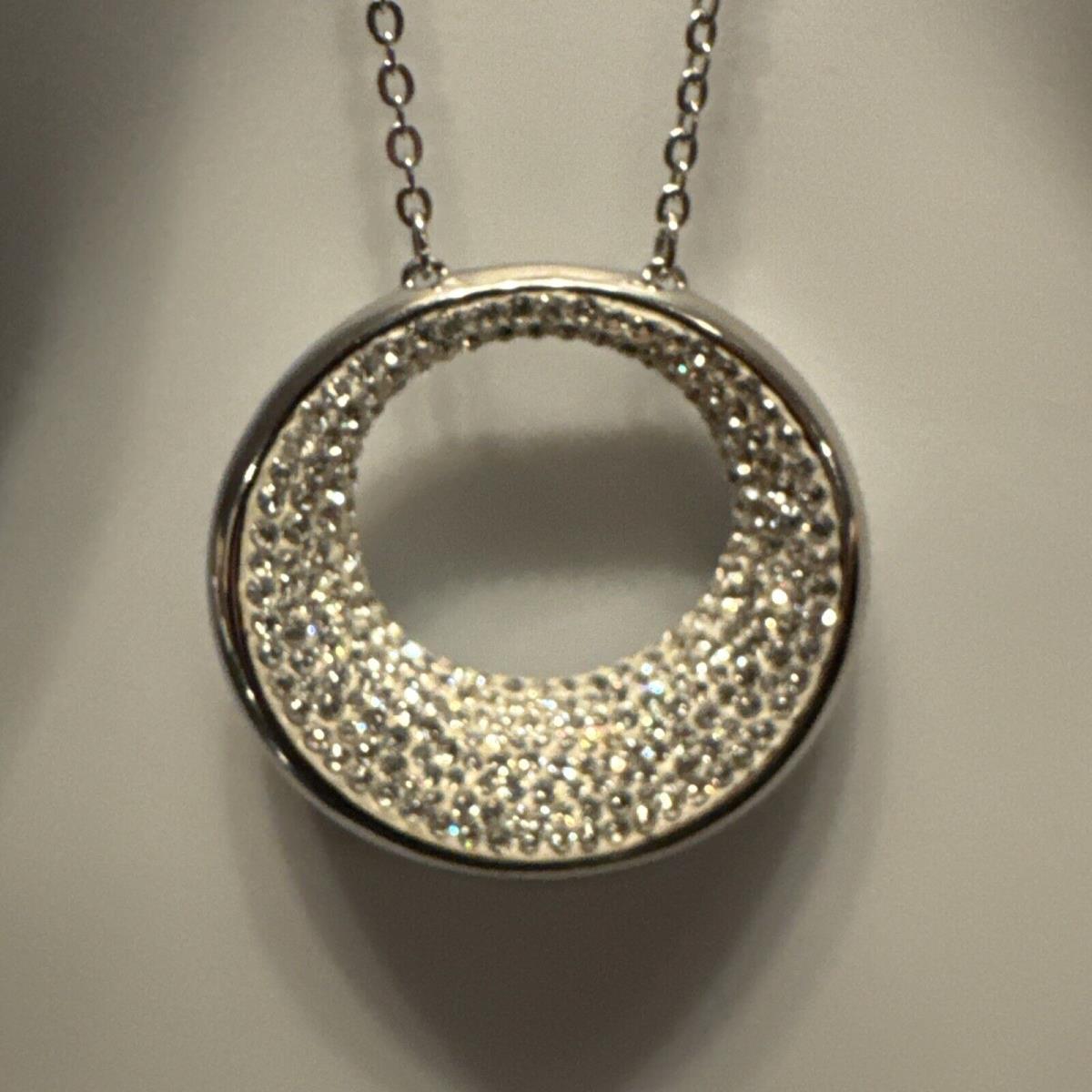 Swarovski Rhodium White Pave Sphere 28 Adj. Pendant Necklace