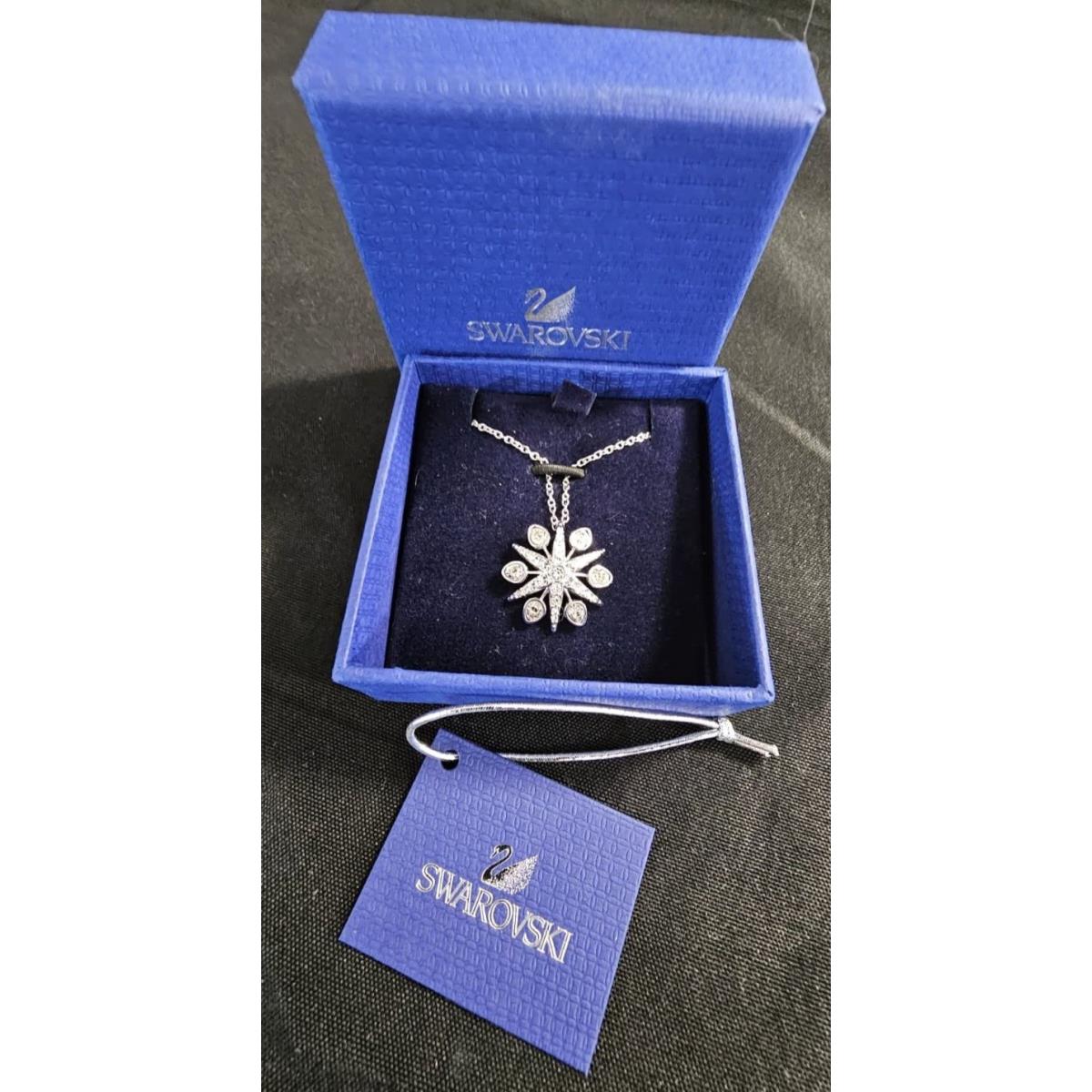 Swarovski Necklace Snowflake Crystal Pendant Signed