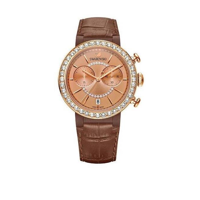 Swarovski Citra 38MM Rose-gold Brown Leather Watch -5183367 Retail