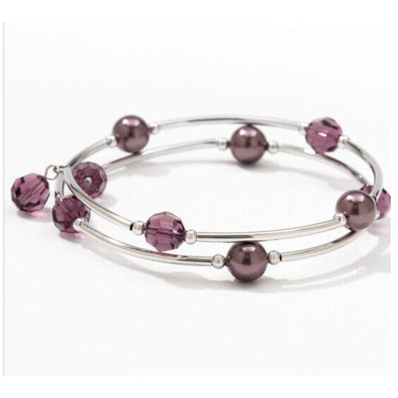 Swarovski Touchstone Crystal Bracelet Purple Rhodium Adjustable