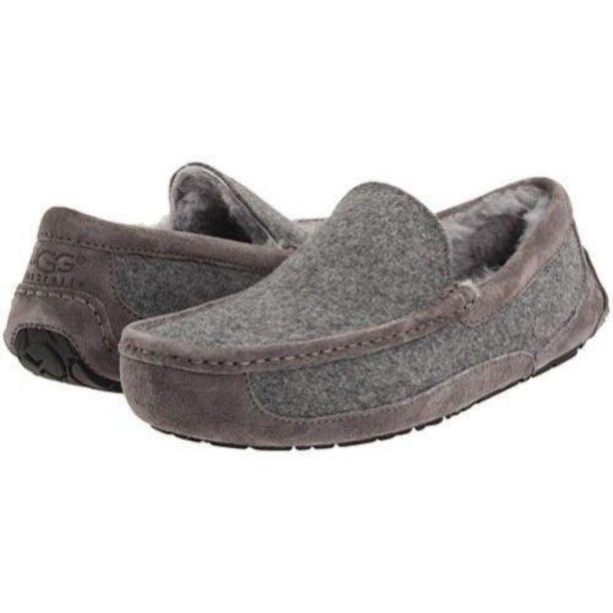 Ugg Australia Ascot Wool Metal Gray 3233 Men`s Slipper Sheepskin Shoes Size 8 - Gray