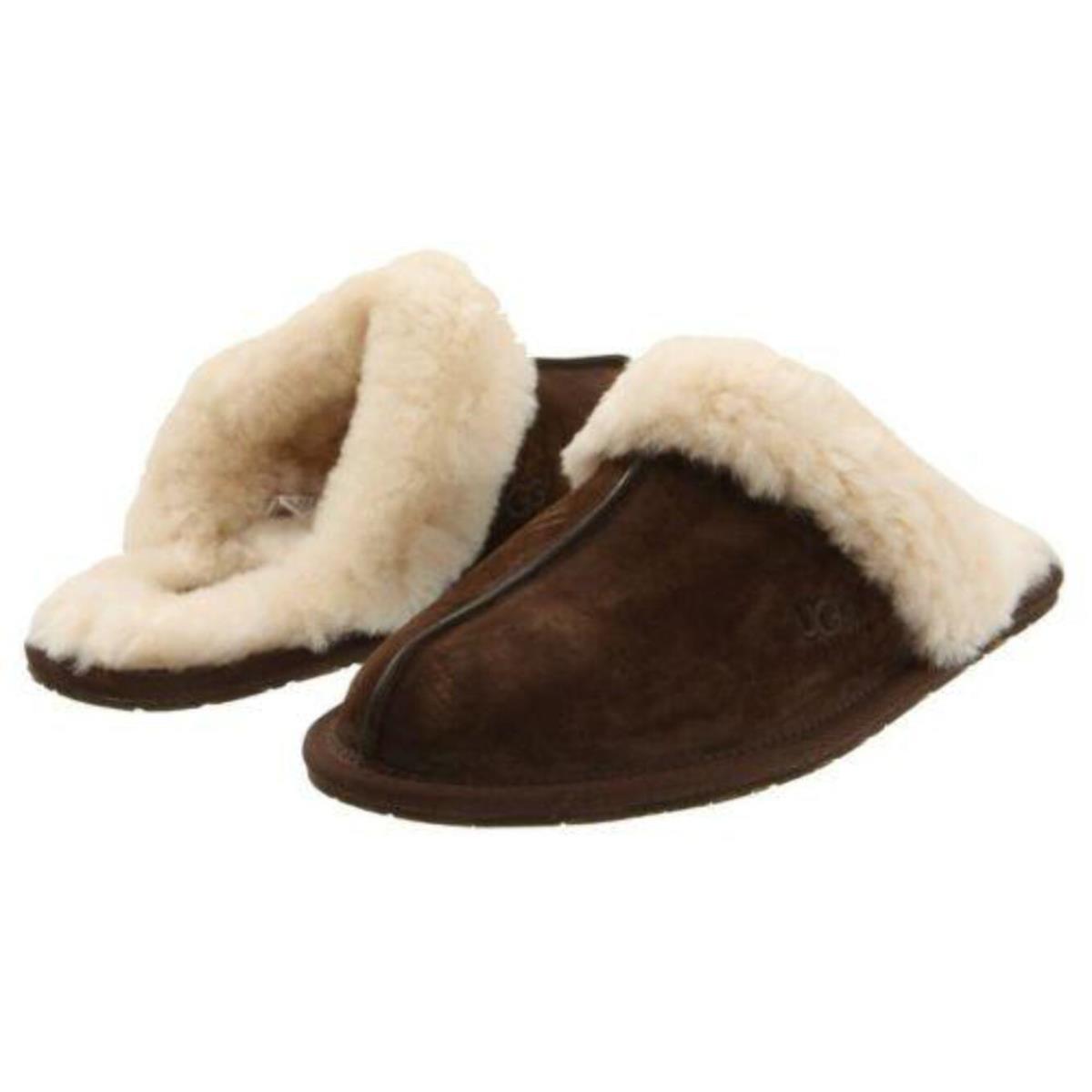 Ugg Scuffette II Espresso Brown Womens Sheepskin Suede Slipper Size 6 - Brown