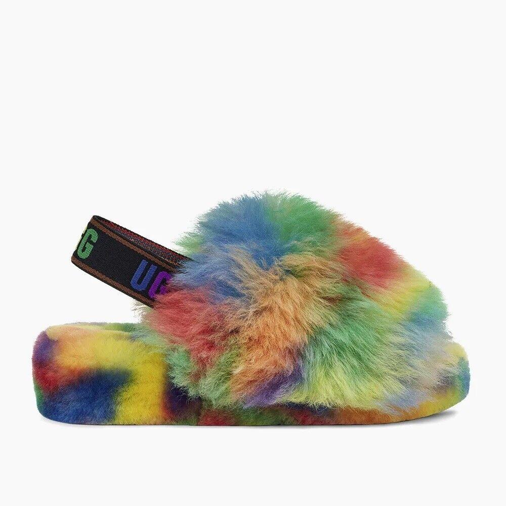 Women`s Ugg Fluff Yeah Pride Slide Rainbow 1131770-RBW