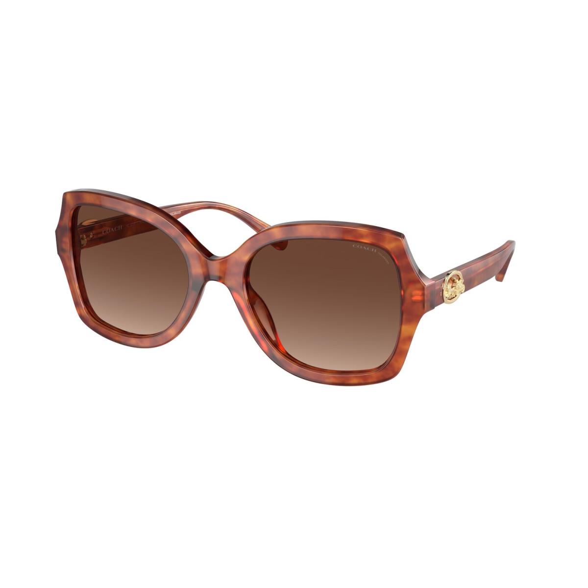 Coach HC8295 5774T5 L1147 Caramel Tortoise Brown Polarized 56mm Women Sunglasses