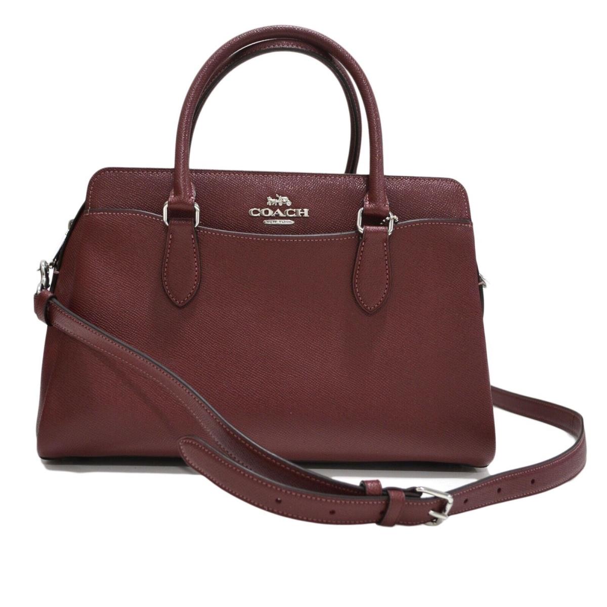 Coach Darcie Carryall Purse Leather Handbag Detachable Strap Pockets Wine