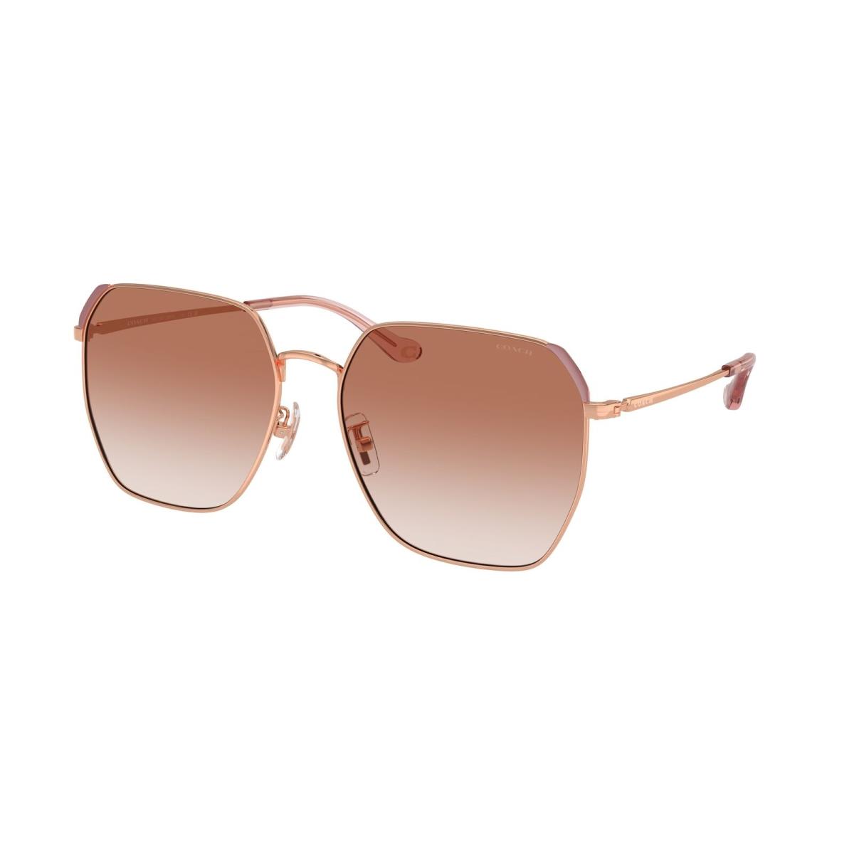 Coach HC7165D 933113 Cr638 Shiny Rose Gold Burgundy Grad 60mm Women`s Sunglasses