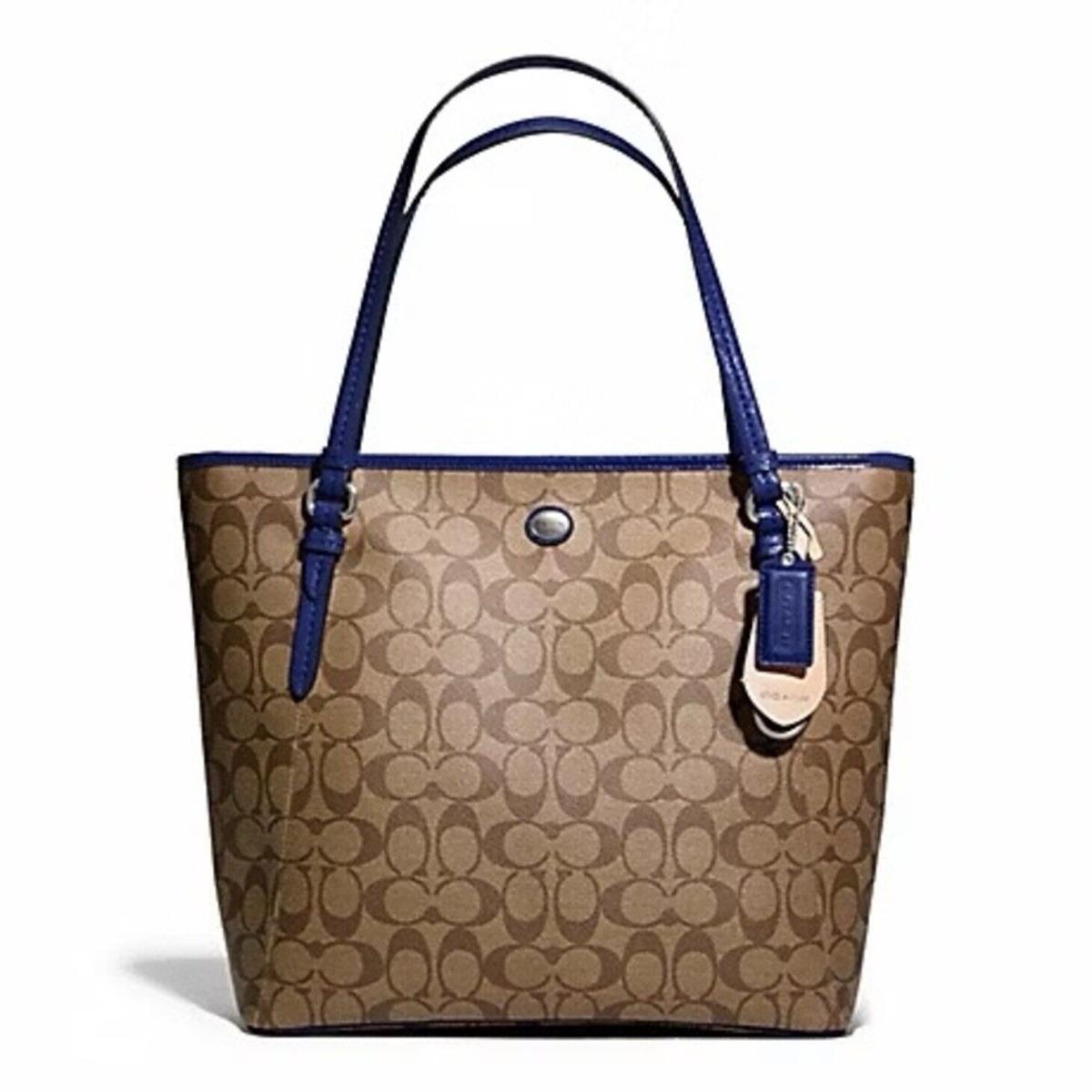 Coach Peyton Signature Zip Top Tote F27348 Sv/khaki/navy Below Retail