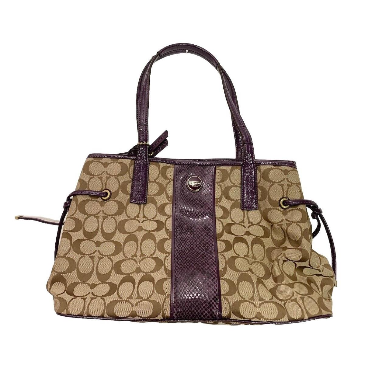 Coach Beige Purple Python Print Handbag Tote G1380 F24882