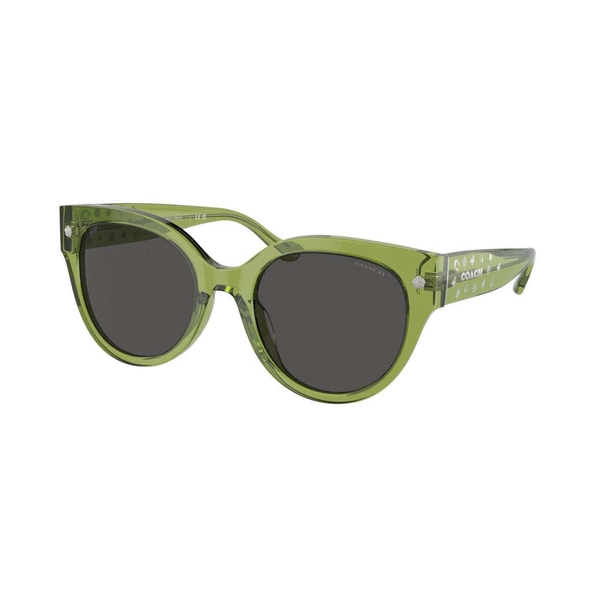 Coach HC8393U 581087 Cr612 Transparent Key Lime Grey Solid 53mm Women Sunglasses