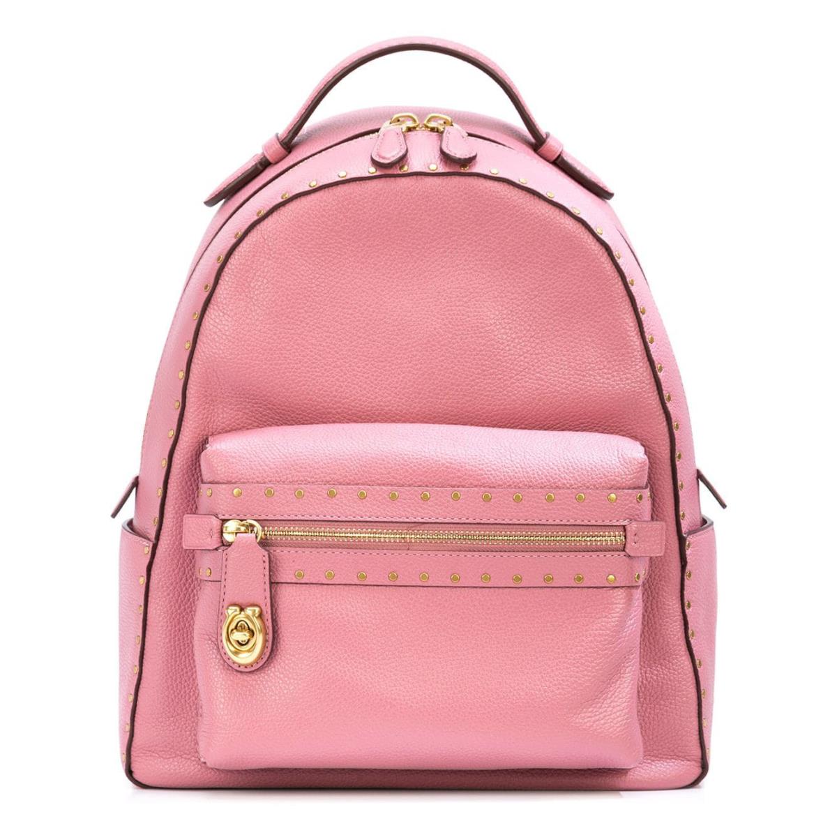 Coach Campus Rose Pink Pebble Leather Backpack with Rivets 31016