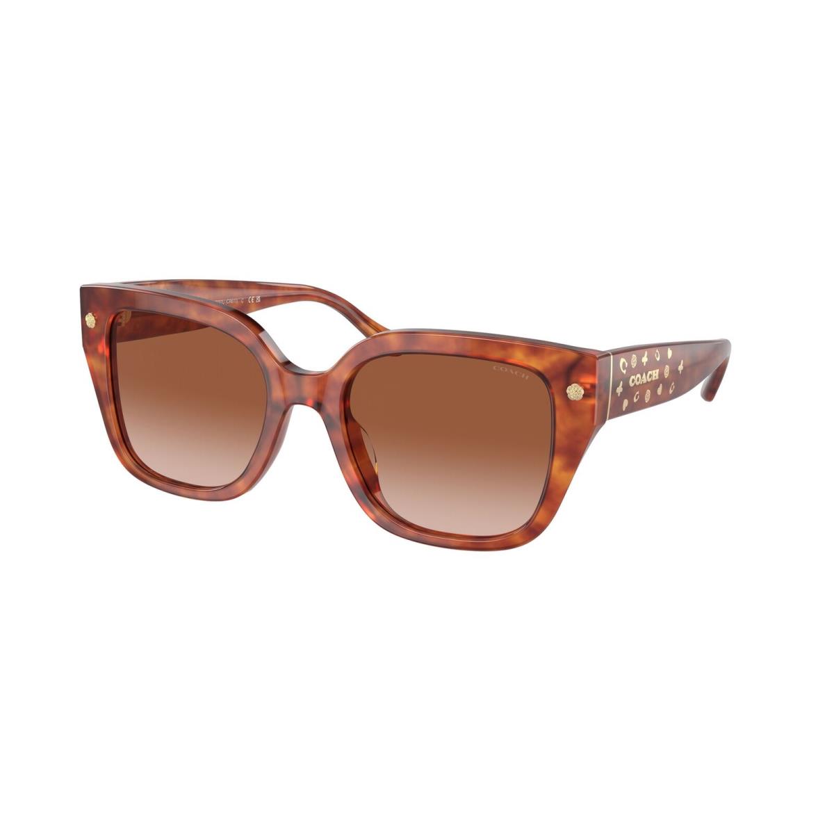 Coach HC8392U 577413 Cr611 Caramel Tortoise Brown Gradient 53mm Women Sunglasses