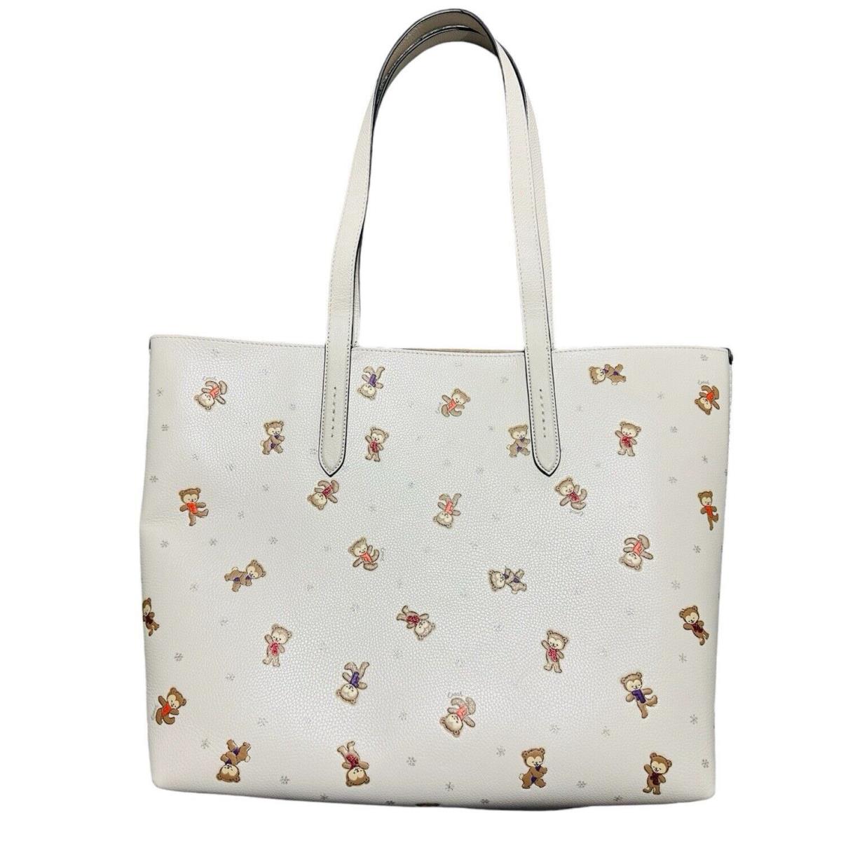 Coach Highline Leather Chalk Tote Bag Women`s Snowy Bear Collection