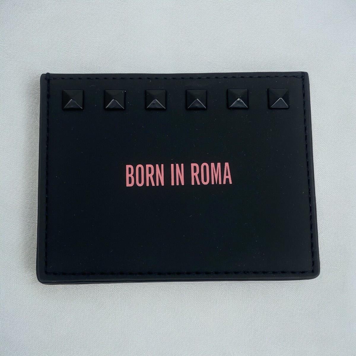 Valentino Rock Stud Cardholder Born In Roma Black Pink 4 x3