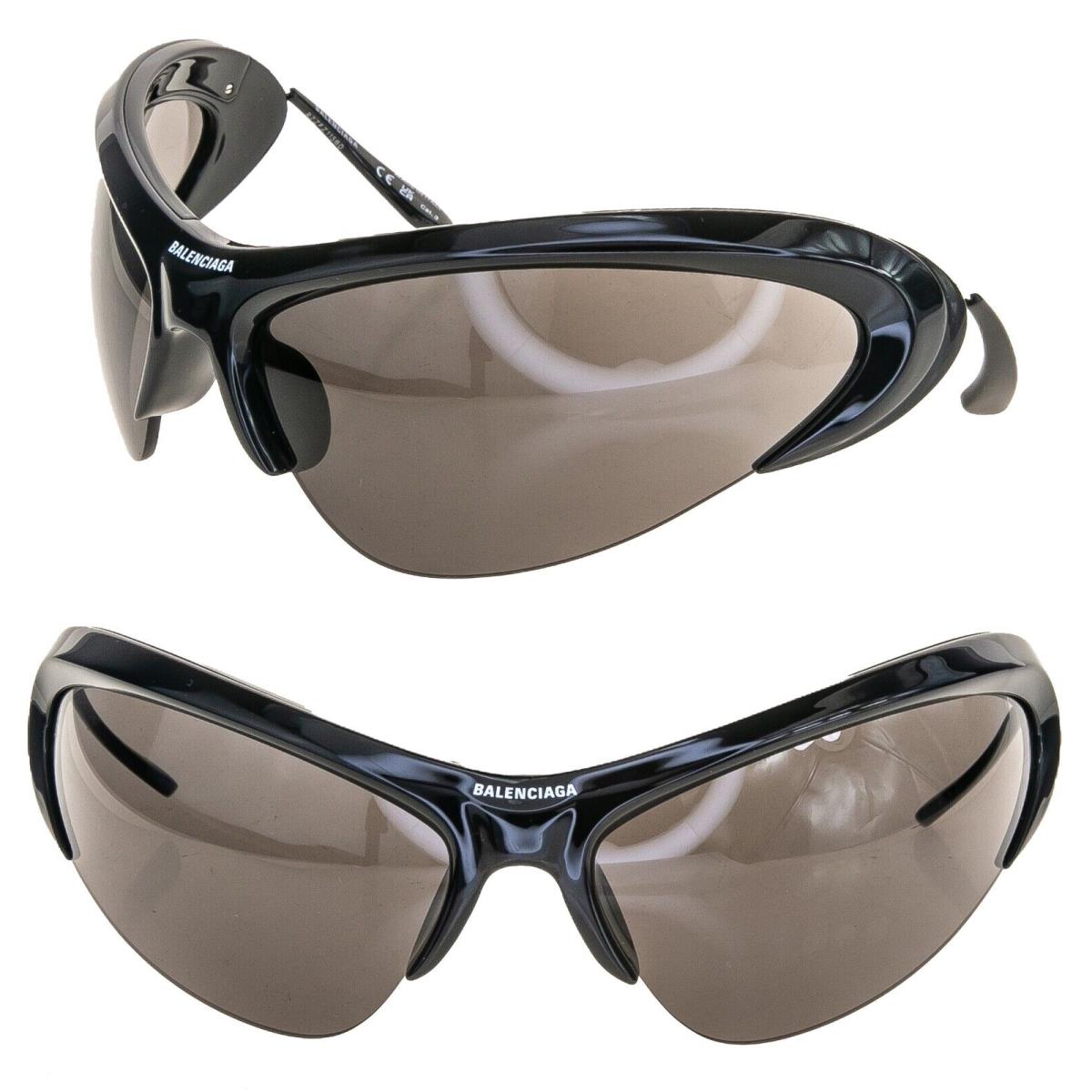 Balenciaga Wire Cat Mask Wrap 0232 Black Silver Unisex Sunglasses BB0232S 001