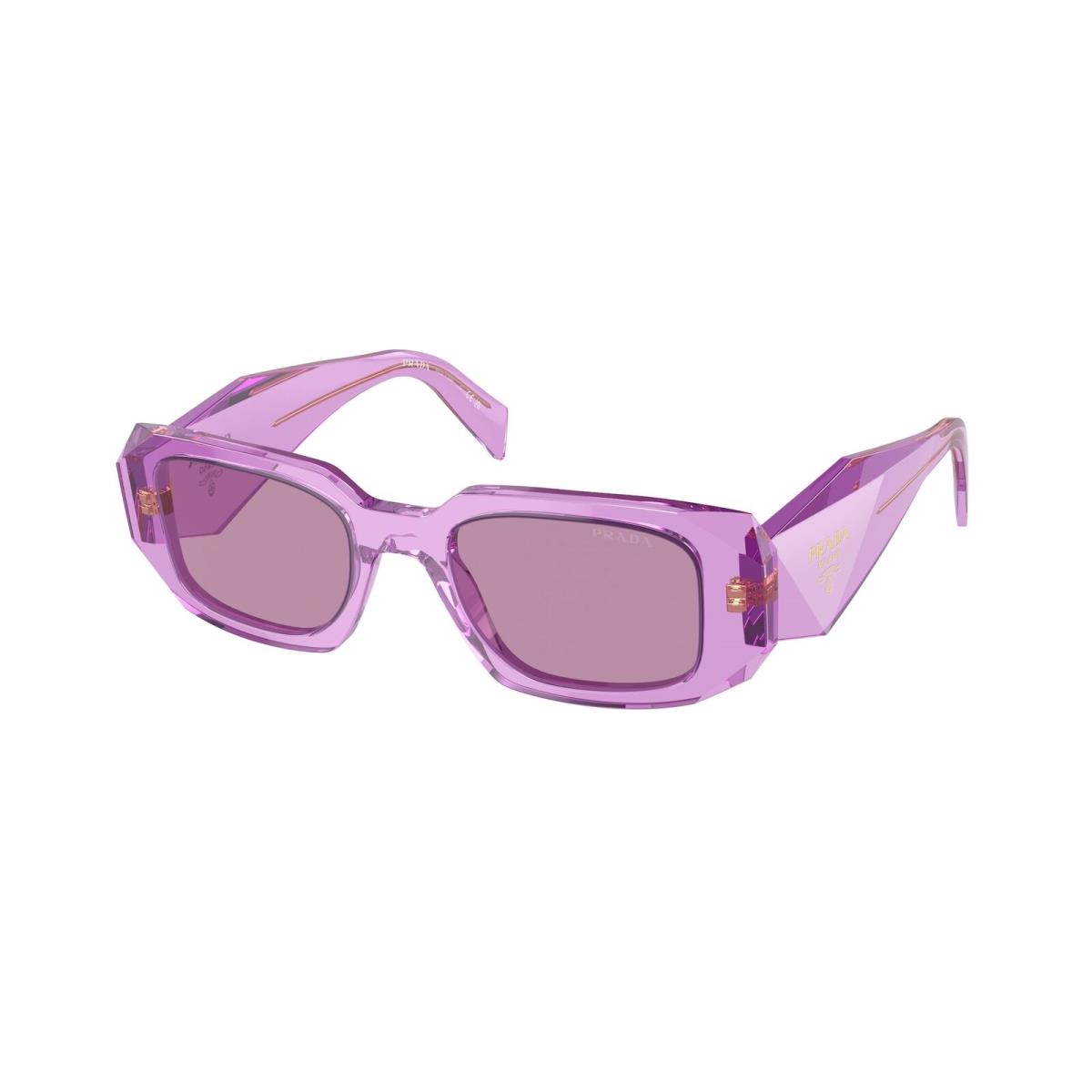 Prada PR 17WS 13R07Q Transparent Amethyst Violet Mirror 49mm Women`s Sunglasses