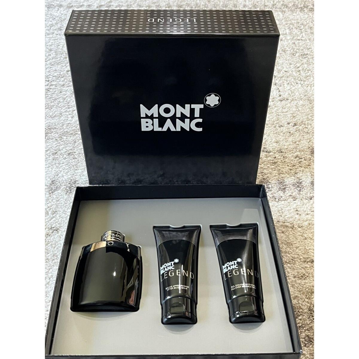 Montblanc Mont Blanc Legend 3PC Set 3.3OZ Edt Spray+after Shave Balm+ All Over Shower Gel