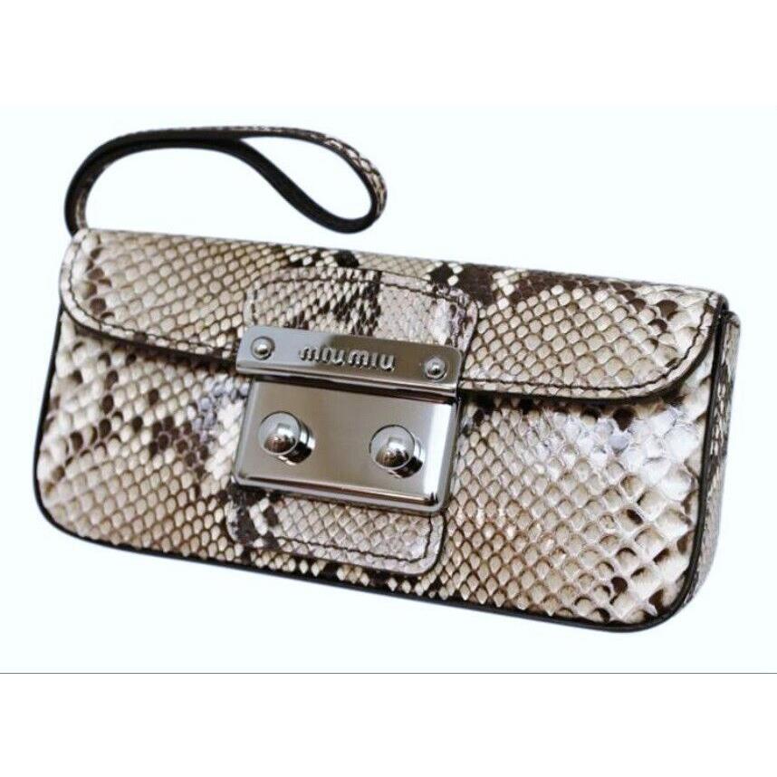 Miu Miu Embossed Mini-handbag Beige Stone Wristlet Clutch