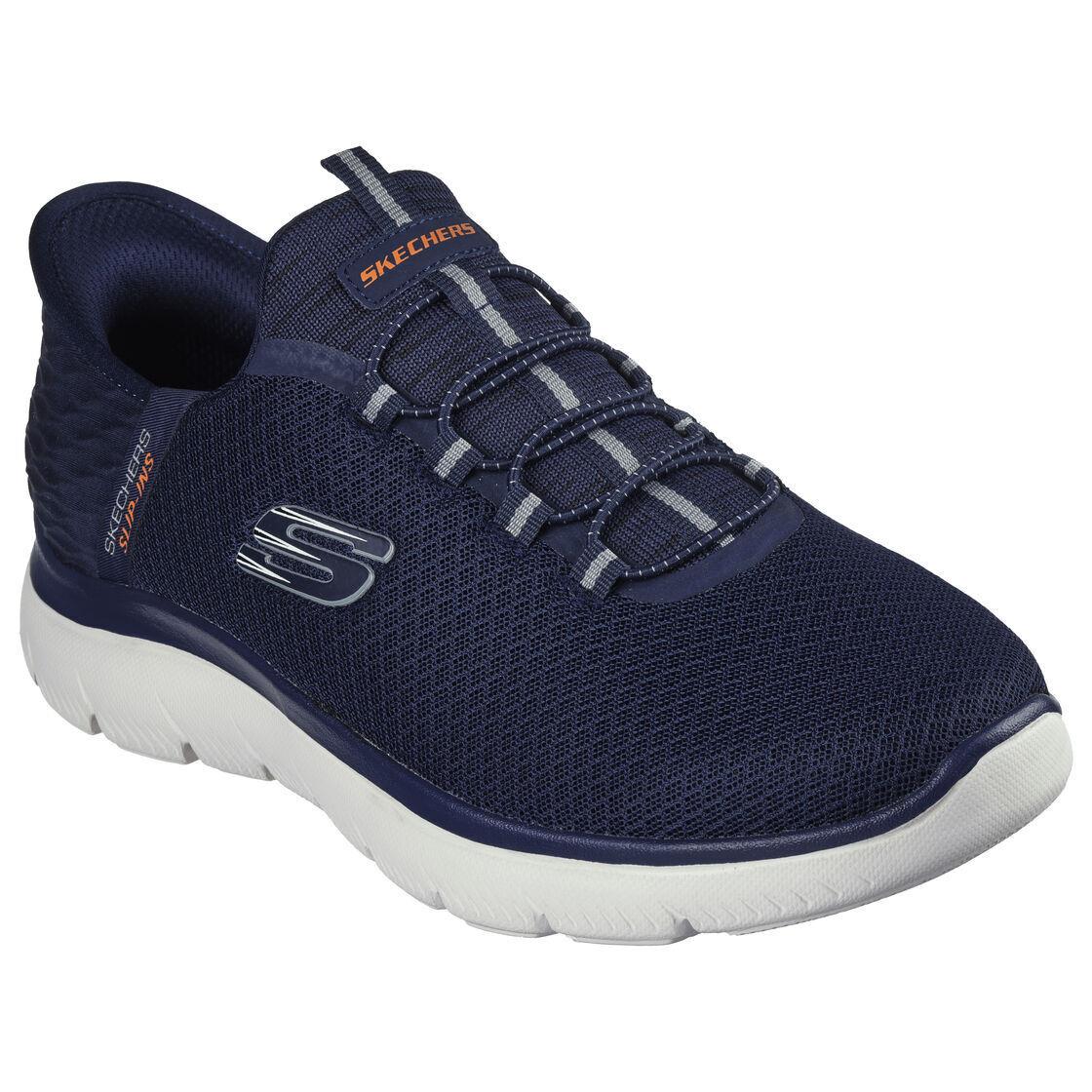 Slip Ins Navy Skechers Mens Shoes Comfort Memory Foam Hands Free Flexible 232457 - Navy